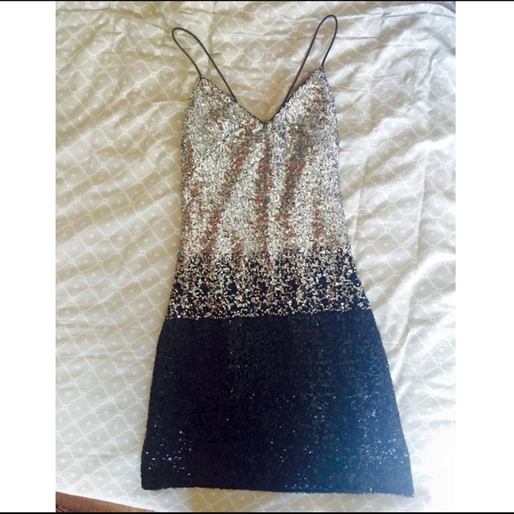 Black and Silver Sequin Party Dress