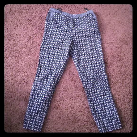 Topshop Blue Floral Cigarette Trousers