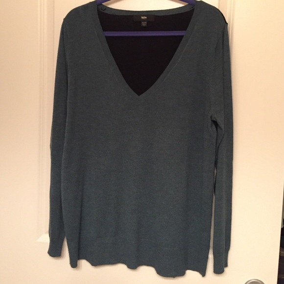 Emerald Green V-Neck Sweater with Black Back