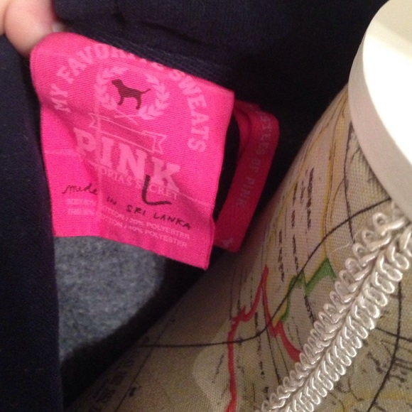 Pink Victorias Secret navy zipup hooded sweatshirt - Picture 4 of 4