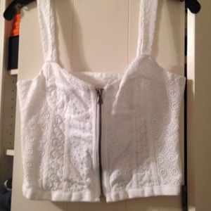 Nanette Lepore White Eyelet Zip-front Crop Top 4