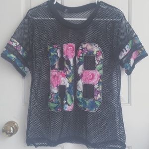floral mesh coverup tee