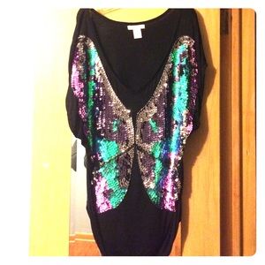 Sequin butterfly shirt