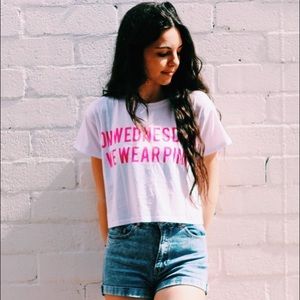 "On Wednesdays We Wear Pink" crop top
