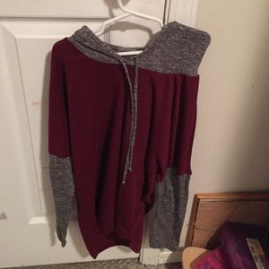 Grey and maroon sweatshirt