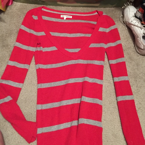 Striped V-neck sweater
