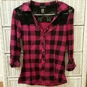 Pink plaid top