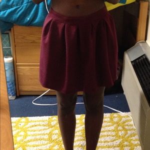 Maroon pleated skater skirt