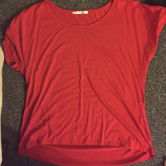 Red sparkly short sleeve (kinda like a crop top)
