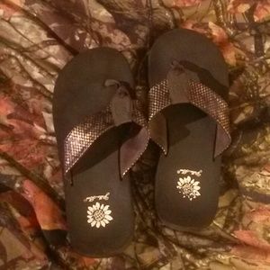 Yellow Box flip flops