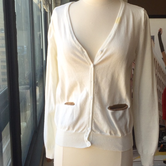V-neck Cardigan with Elbow Patch