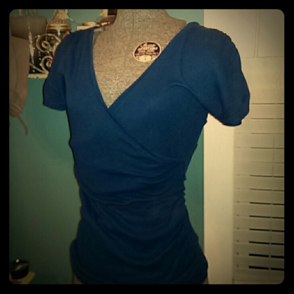 Express wrap top XS teal blue