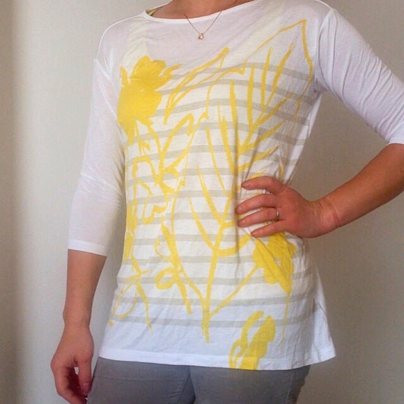 NWT Gap Floral Striped Tunic White Yellow Gray