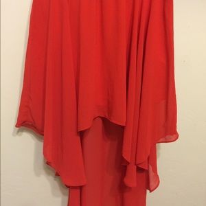 Blood orange hi-low skirt