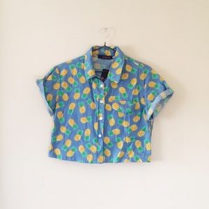 Cropped Pineapple Button Up