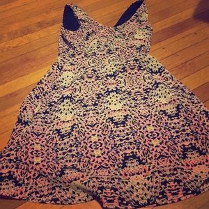 Short navy pink and yellow dress