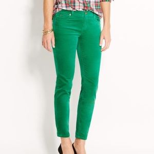 Emerald green velvet skinny jeans