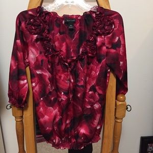 White House Black Market Red/Black Shirt