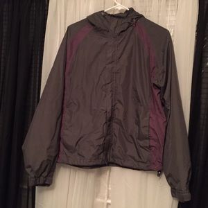 Purple and grey Coleman rain jacket