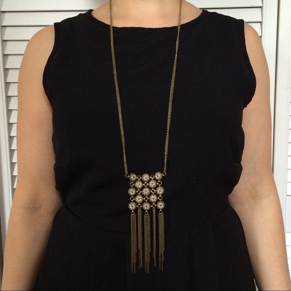 Seedbead floral tassel necklace