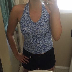 Fitted floral halter top