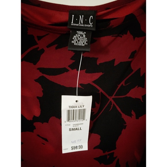Inc International Concepts Womens Petite Ruffledsleeve Top Red Size Small