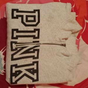 SOLD IN BUNDLE! Super cute gray PINK quater zip!