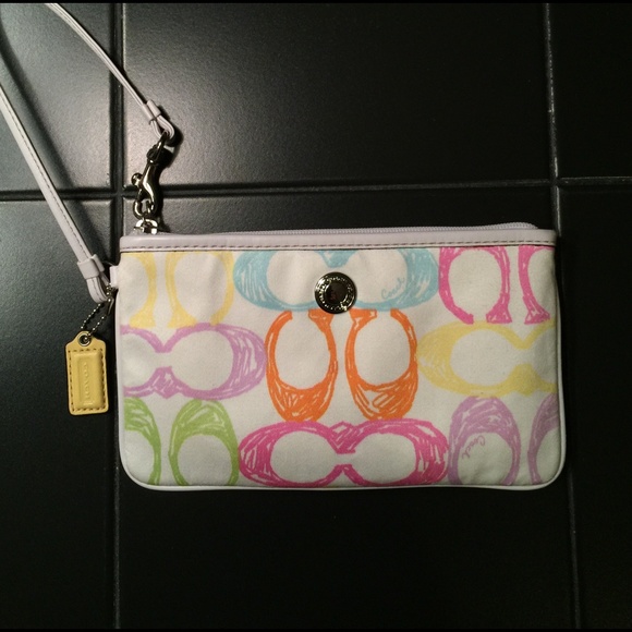 Authentic Coach large pastel wristlet