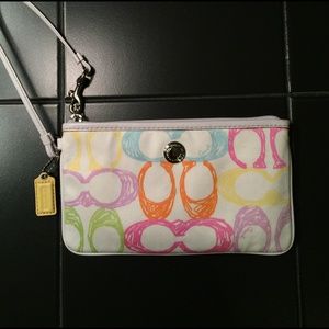 Authentic Coach large pastel wristlet