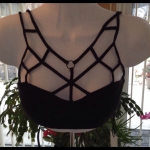 Beach riot swim top or cage bra small black lined