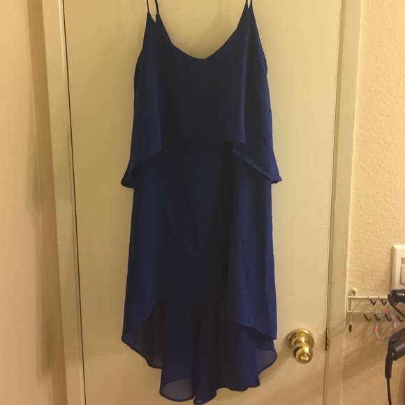 Blue Hi-Low Chiffon Dress