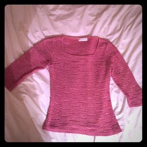 Women's Knitted Pink Sweater 3/4 sleeve