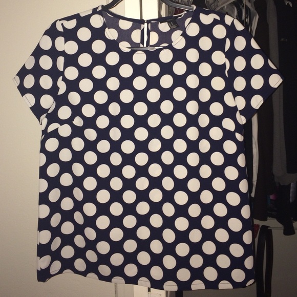 Navy Polka Dots Top - Picture 1 of 2
