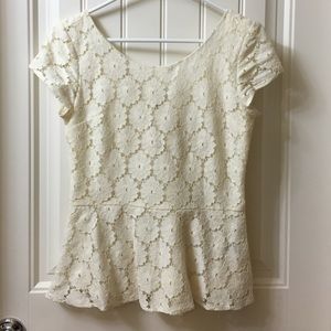 Cream peplum lace top