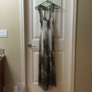 Chiffon peacock maxi dress