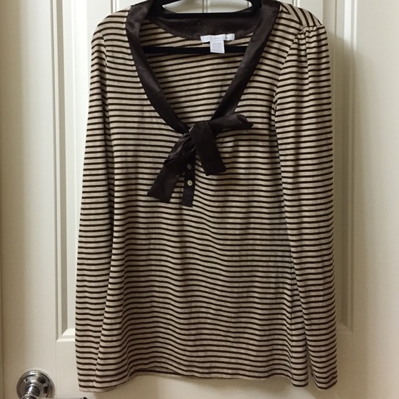 Charlotte Russe brown stripe bow tie top