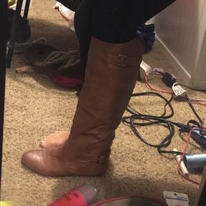 Brown leather boots