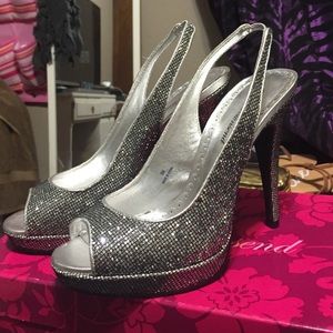 Silver sparkle heels