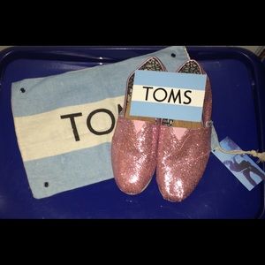 Pink Glitter Toms worn once W5.5