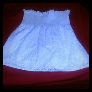 White strapless baby doll tube top