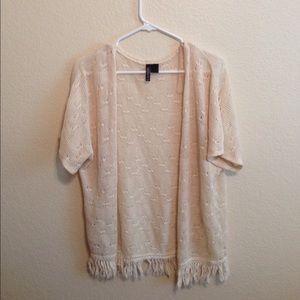 Tilly's white knit kimono