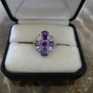 Dark/light Purple crystal gem ring