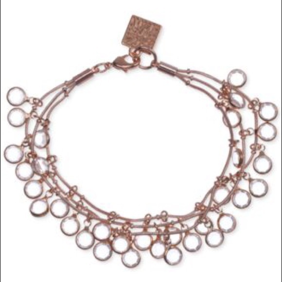 Anne Klein Rose GoldTone Crystal ThreeRow bracelet