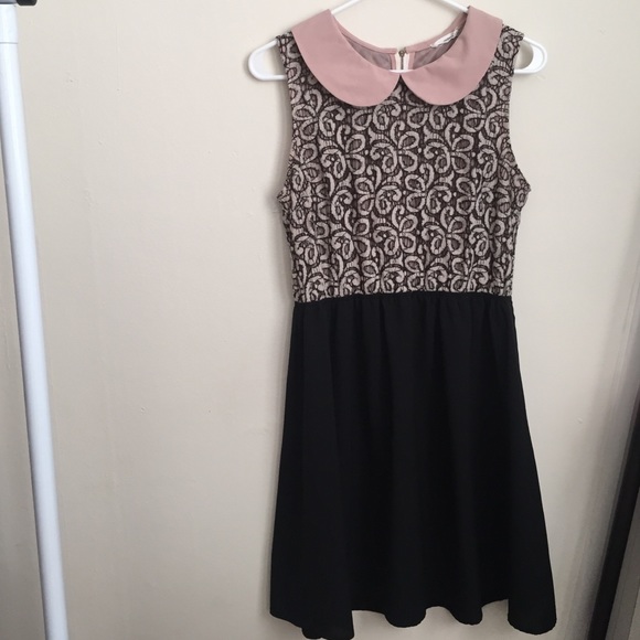 Creamy and black lace dress