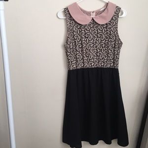 Creamy and black lace dress