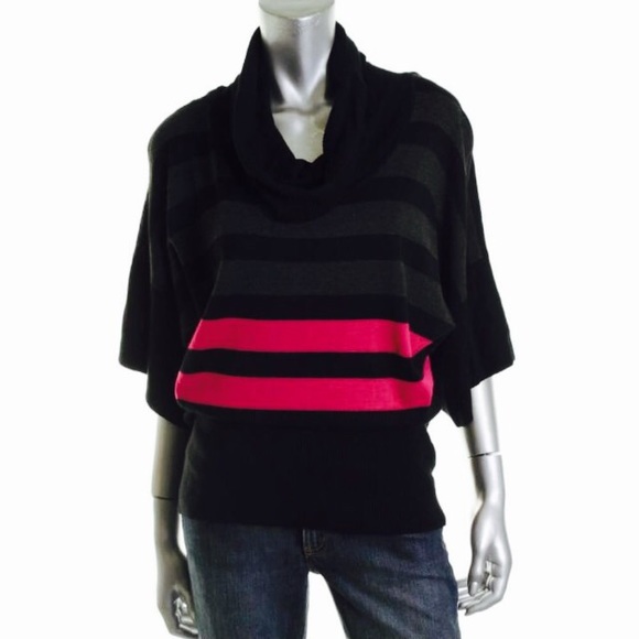 NWT $58 Cowl Neck Pink Striped Tunic Top