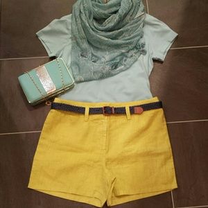 J.McLaughlin Tina Linen Shorts - Chartreuse