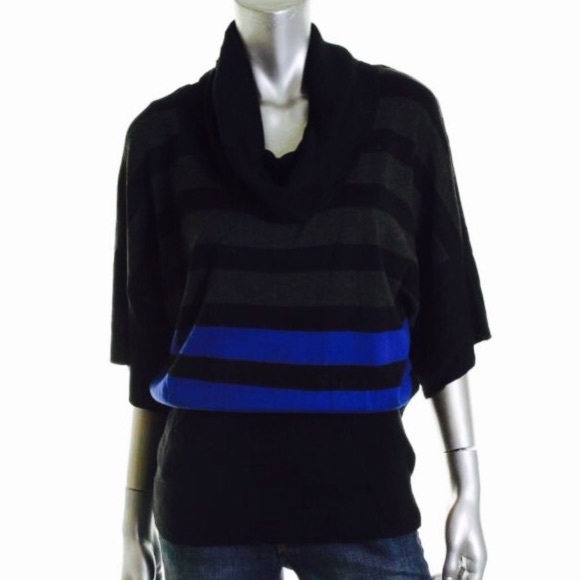 NWT $58 Cowl Neck Blue Striped Sweater Top