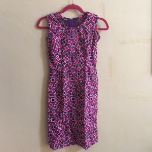 Fitted patterned dress with purple lace