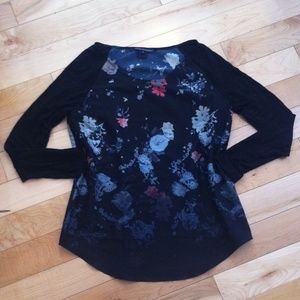 French Connection Black Floral Blouse Small